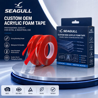 Custom Weatherproof Acrylic Foam Tape Double Sided Mounting For Outdoor Signage Installation