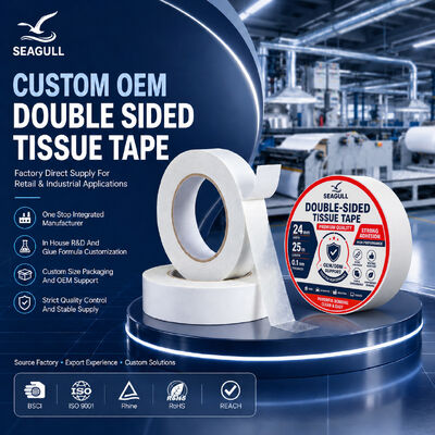 High Tack Acrylic Adhesive Double Sided Tissue Paper Tape Roll For Laminating