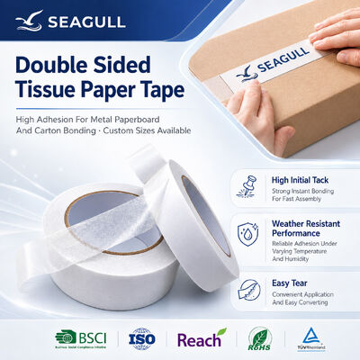 Double Sided Adhesive Tissue Tape High Tack Easy Tear For Mounting And Splicing