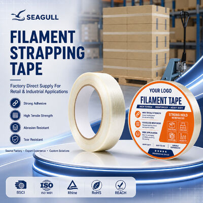 Fiberglass Filament Tape High Tensile Strapping Tape For Heavy Duty Carton Packaging