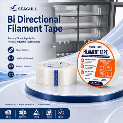 Heavy Duty Reinforced Bi Directional Filament Tape For Carton Bundling Palletizing Shipping