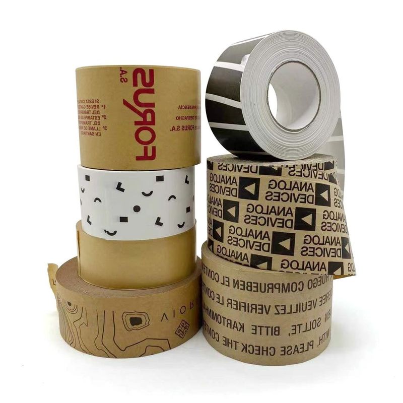 Water Activated Gummed Packing Kraft Paper Tape With Brand Custom