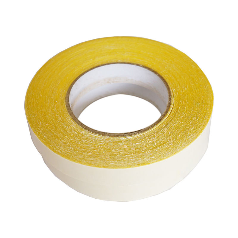 Heat Resistant Double Sided Carpet Tape , Rough Surface Carpet Sealing Tape Yellow