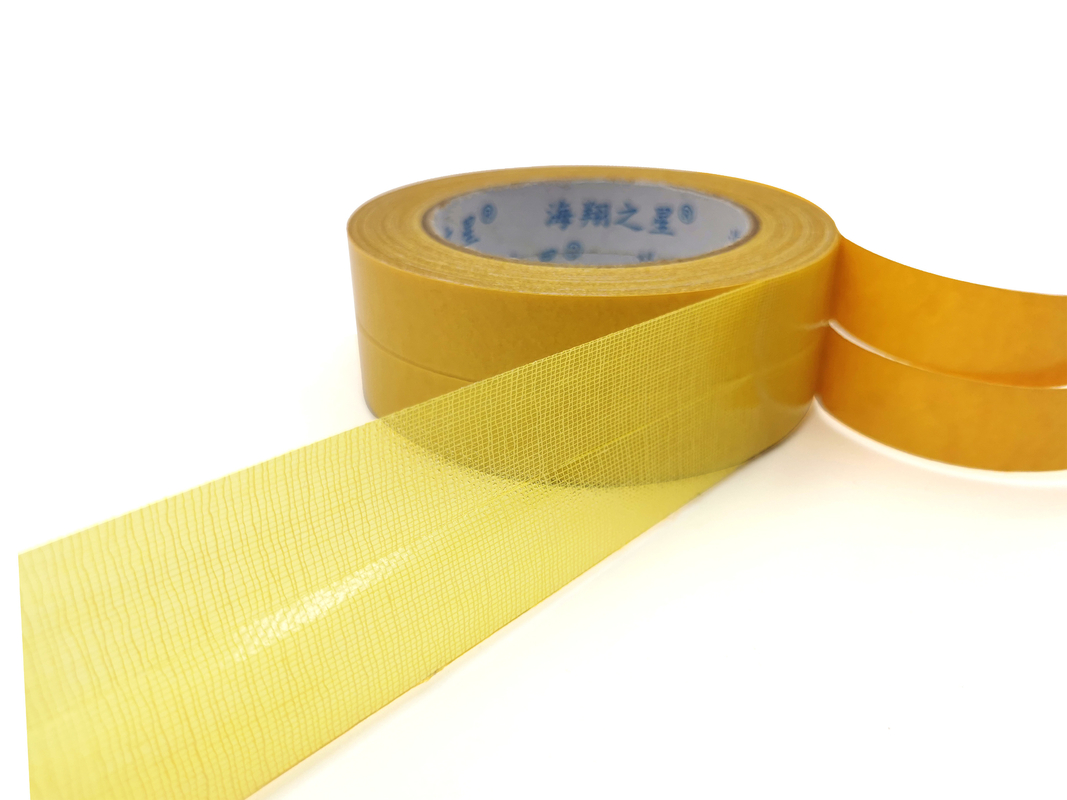 Strong Waterproof Double Sided Cloth Carpet Tape Yellow Suit Fixation / Splicing