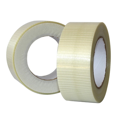 Rubber Hot Melt Double Sided Bi Directional Fiberglass Mesh Crossed Tape For Shrink Packing