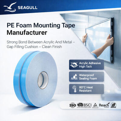 Custom Double Sided Mounting Adhesive PE Foam Tape For Sign Panel Fixing Cushioning Sealing