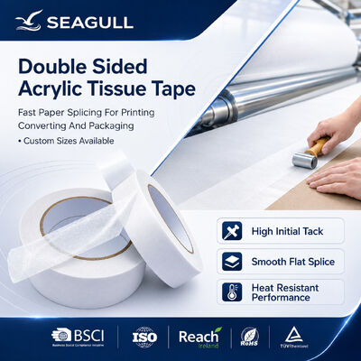 Double Sided Non Woven Tissue Tape Strong Adhesive For Laminating And Mounting