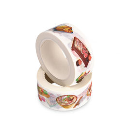 Wide White Washi Tape / Masking Tape Colorful Patterns Coated Acrylic Adhesive