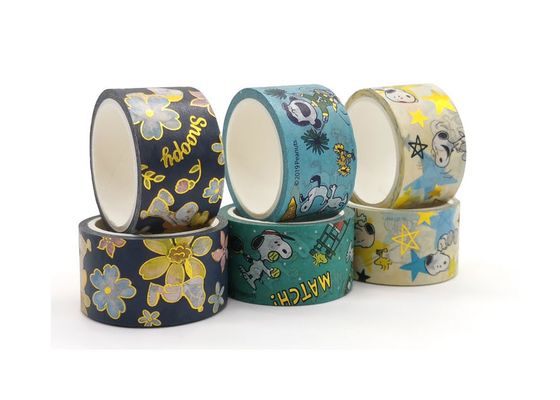 Multi - Color Home Decoration 145um Printed Gold foil Washi Paper Tape