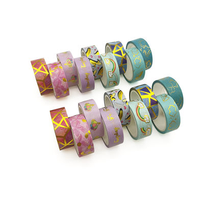 Writable Decorative Multi Colored Gold Washi Tape For Bullet Journal